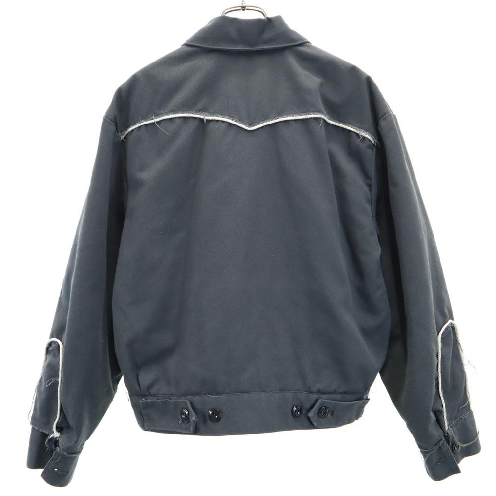 OLD 80s 90s Zip jacket gray Quilted back Men's Used