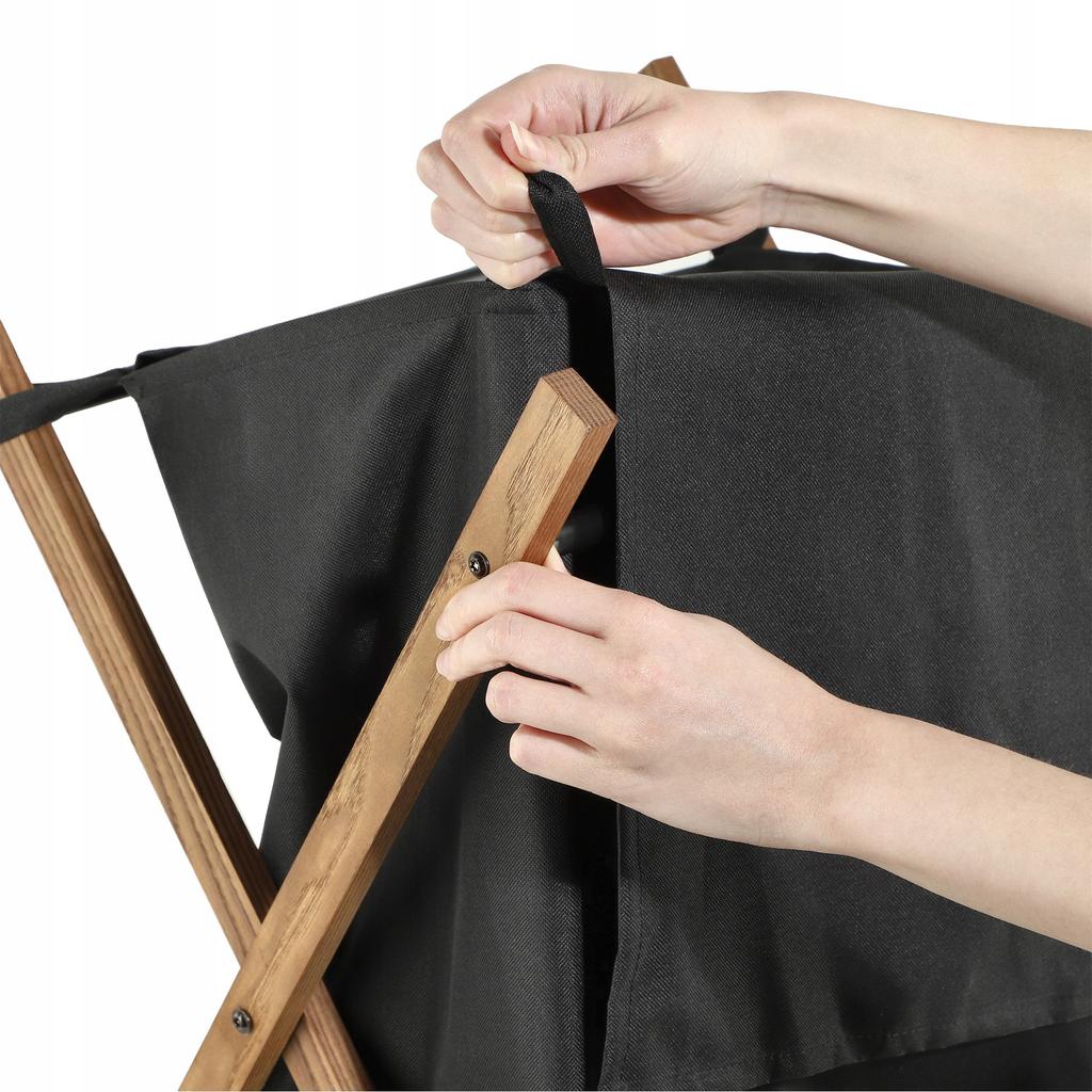KADAX Cesto para la Ropa Negro de Madera Plegable Contenedor Grande Eco 39L