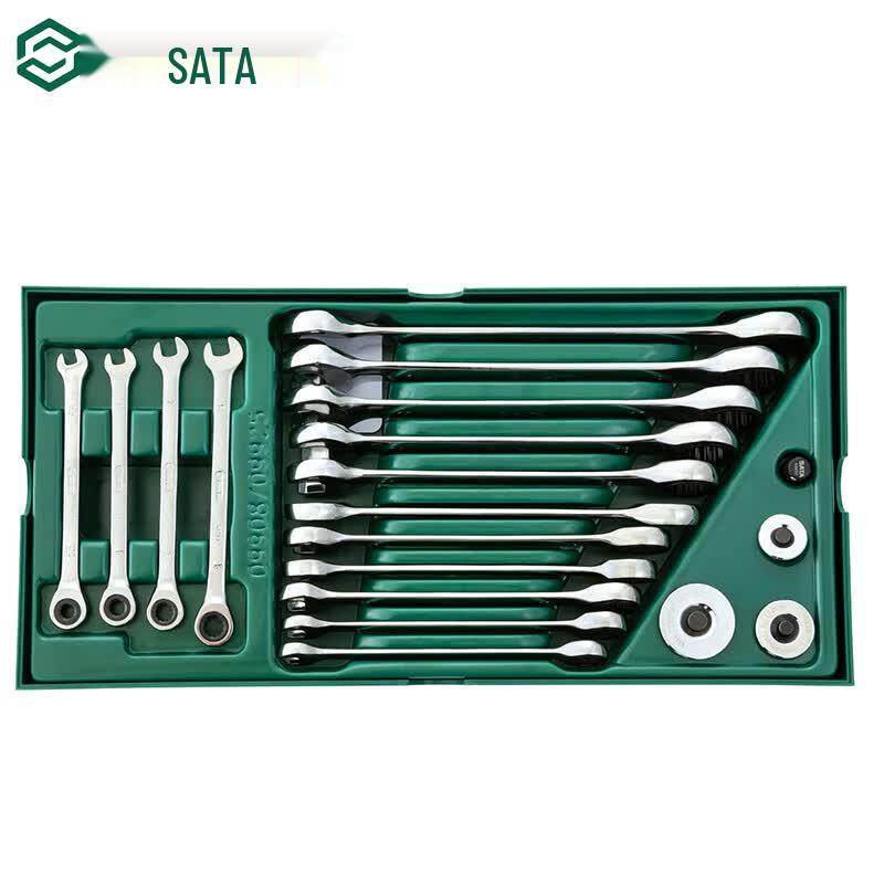 SATA 09908 19-Piece Fully Polished Dual-Purpose Quick Wrench Set Multi-size Set