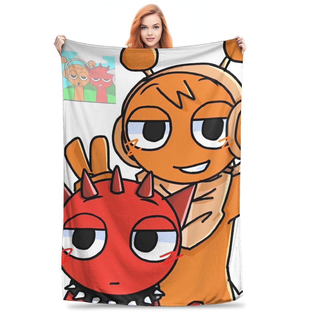 Mr Fun Computer - Incredibox Sprunki Decken Musik-Mixing-Spiel Flanell Neuheit Warme Überwurfdecke für Zuhause Restaurant Sommer