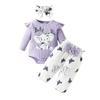 Set Bodysuit cu Mânecă Lungă și Pantaloni cu Fundiță Elefant Bebeluș