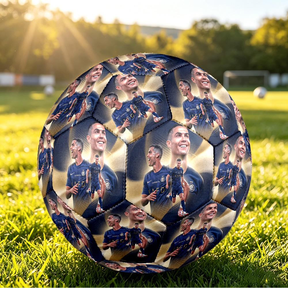 Pallone da Calcio Taglia 5 Stampato Cristiano Ronaldo Resistente all'Usura Standard Allenamento Adulti Regalo per Fan Partite Indoor Outdoor Sport