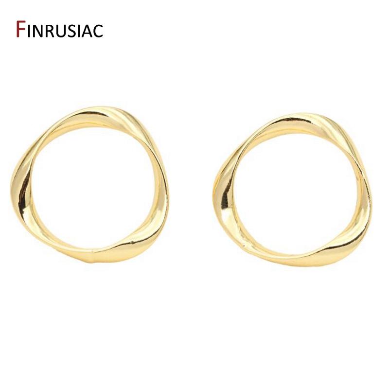 

925 Silver Needle 14K Gold Plated Twisted Circle Earrings Material DIY Jewelry Pearl Drop Earrings Making Findings 1 Pair