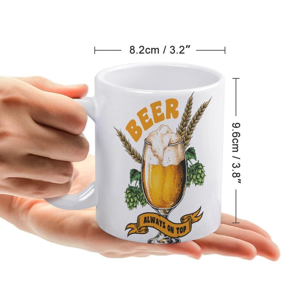 1pc 11oz Ceramic Coffee Mug with Double-Sided Print for Beer Fans, Gift Option