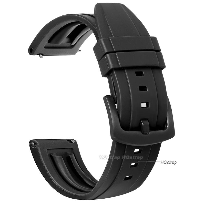 

Silicone Watch Band Quick Release Rubber Watch Straps for Rolex 20mm 22mm 24mm Waterproof Diving Men Watches Accessories Bands 24mm&silver buckle чорний