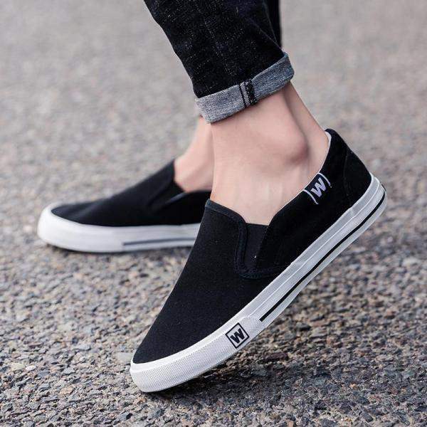 

Shoes trendy shoes old Beijing cloth shoes men lazy spring and autumn work all black board shoes 39 men are one size smaller
