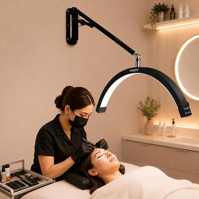 FOSOTO Stropní lampa půlměsíc Roztažitelná 90-120 cm Nástěnná lampa měsíc pro řasy Make-up Doplňkové světlo pro tetování Kadeřnictví