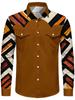 Western Style Long Sleeve Shirt, Ethnic Pattern, Casual Fashion for Men