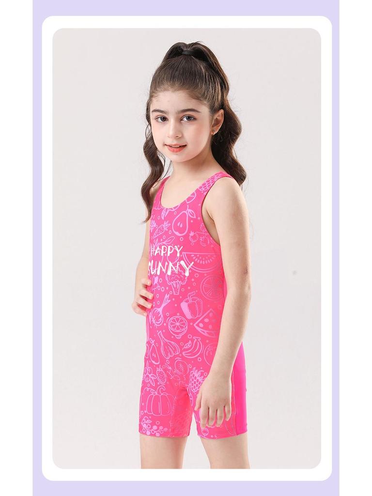 2025 Girls' Quick-Dry One-Piece Swimsuit for Middle & Big Kids - Professional Training & Hot Spring Design