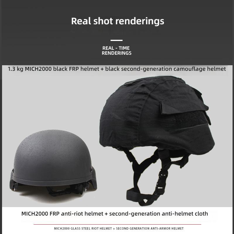 MICH2000 Tactical Helmet with 2nd Gen Cover, 1.3KG Fiberglass, Anti-Riot & Anti-Impact, 57-60CM for Security