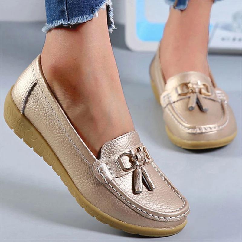 Fashion Women Shoes Nurse Loafers Shoes Classics Flats Zapatos Mujer Comfortable Flat Shoes Women White Casual Leather Women's Footwear