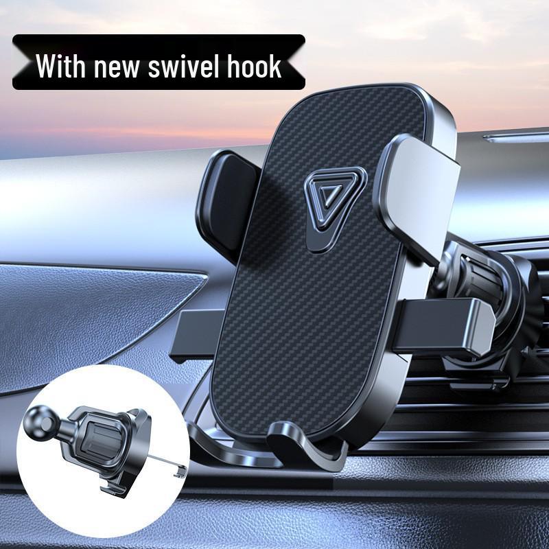 

Car Phone Holder: Clip-On Steel Hook for Air Vent with One-Key Lock