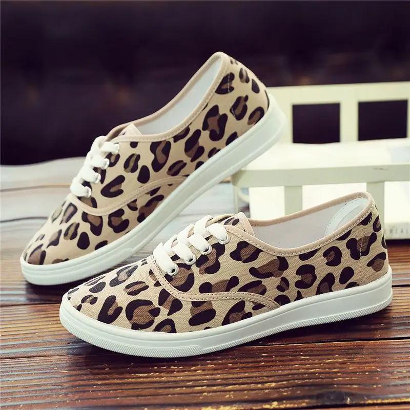 Fashion Leopard Print Canvas Shoes for Women Cheap Fashion 2025 High Quality Aesthetic Light Walking Designer Luxury 39 Woman Footwear