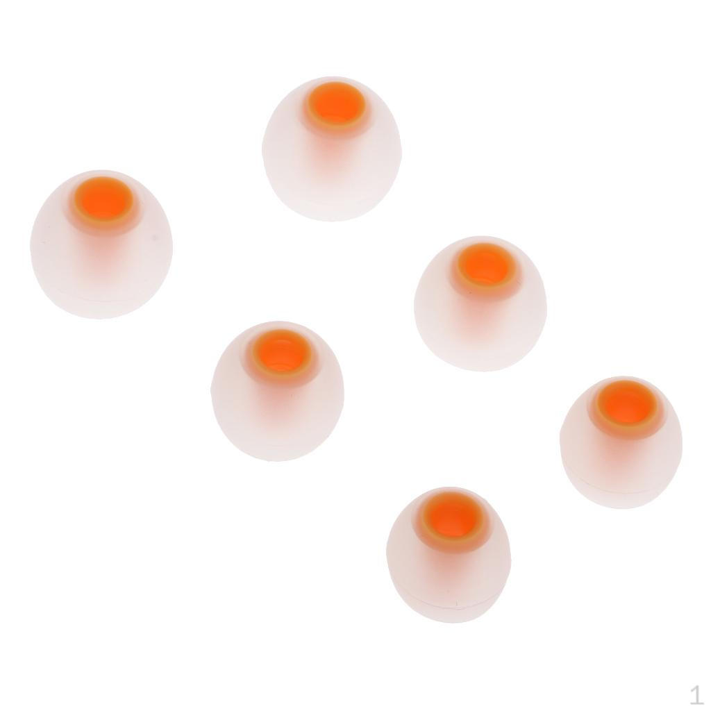 In-Ear Headphone Earbud Size 3Pair Durable Soft Silicone 3.8mm Transparen Orange