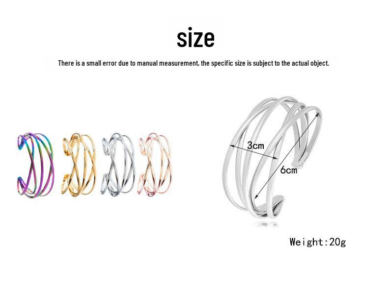 Multi-color Retro Hollow Metal Open Bracelet - European & American Style