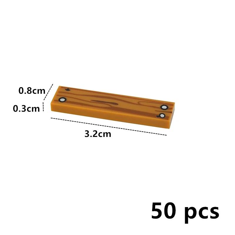 MOC Tile Smooth Printed 1x1 1x4 1x6 2x2 Assemble Particles 2431 3068 Flat Wood Grain Pattern Traffic Warning Bricks Accessories