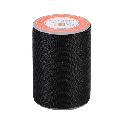 Rouleau de 85 m de fil ciré rond de 0,65 mm pour couture à la main et artisanat du cuir (Noir)