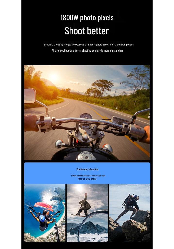 4K Waterproof Sports Helmet Camera with WIFI and Side Charging for Motorcycle Dashcam Use
