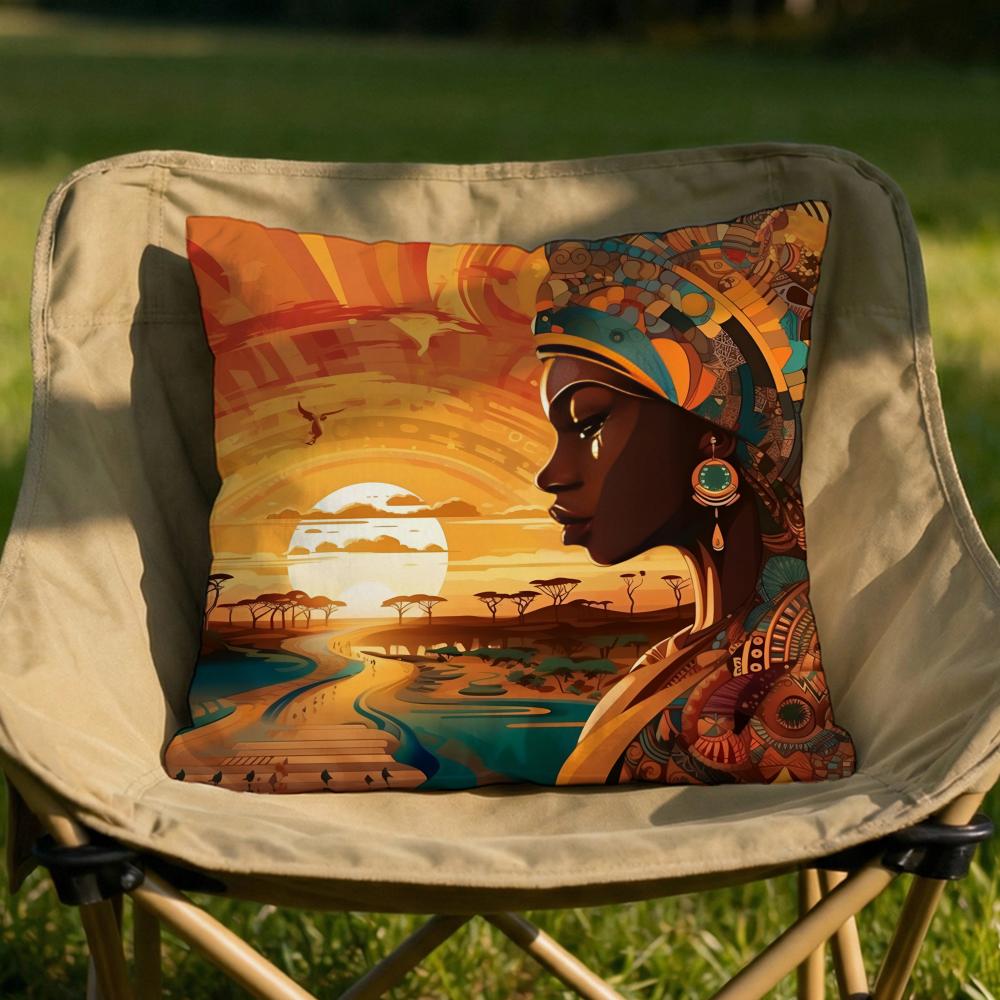 African American Woman Cushion Cover Soft Reversible  Durable Pillow Cover  MultiScene Use for Home  Car Daily Comfort