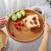 Vietnamese Rattan Tray Vine Woven Storage Double Ear Practical Desktop Tray Basket Bread and Fruit Dim Sum Picnic Simple Storage