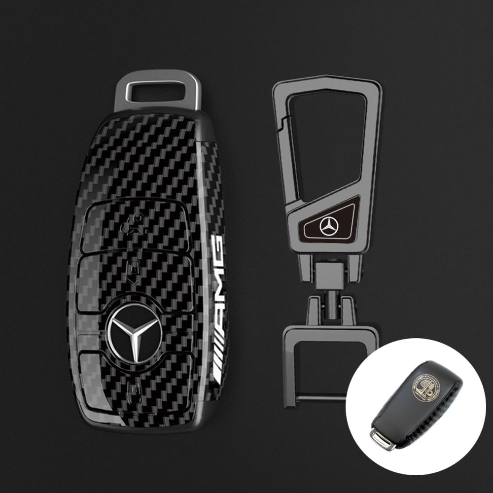 Neue PC Kohlefaser Autoschlüsselanhänger Für Mercedes Benz AMG A C E S G Klasse GLC CLE CLA GLS W205 Auto Schlüsselhülle Schlüsselanhänger Zubehör BD1