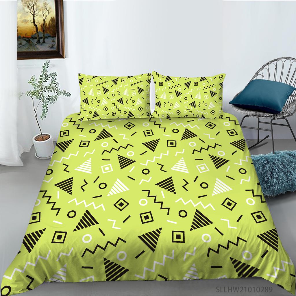 Abstract Geometric Pattern Digital Printing Quilt Cover Pillowcase Two Three Piece Set Polyester