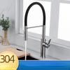 304 Gebürsteter Edelstahl Universeller Drehbarer Küchenarmatur Schwarzer Schlauch Silikon Ausziehbar Heiß- und Kaltwasser Tankarmatur Spültischarmatur