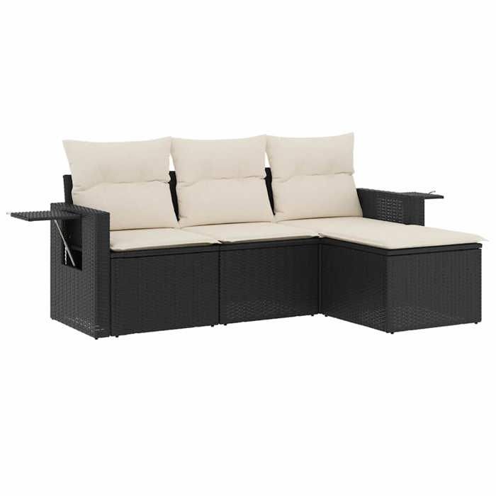 VidaXL Garden Lounge Set with Cushions 4 Pcs, Patio Sofas, Patio Furniture Set, Outdoor Furniture, Black 3252403