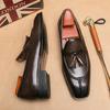 Fashion Men Classic Retro Tassel Shoes Square Head PU One Step Stepping Business Office Fashion Dress Shoes Size 38-46 Men Shoes