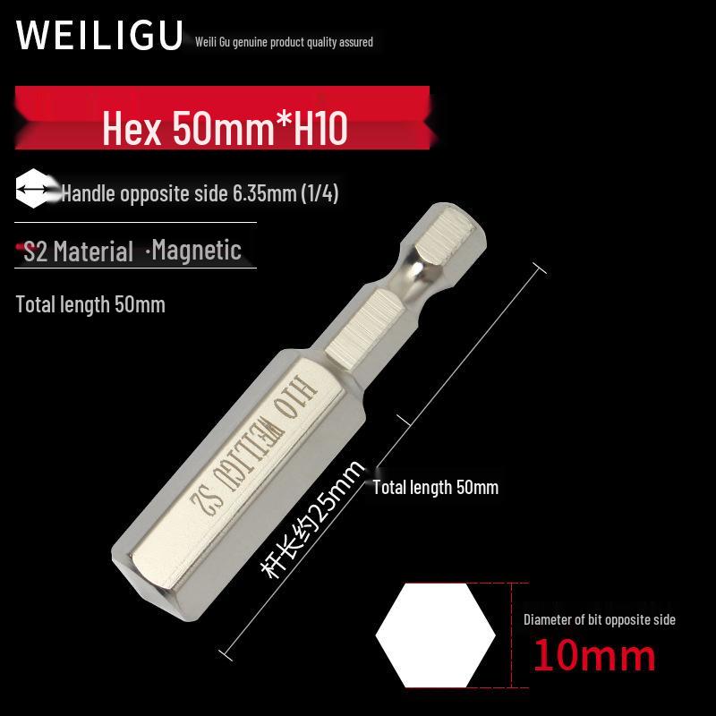 Electroplated Anti-Rust Hex Bit Set, S2 Steel, Extended Pneumatic Air Driver, Hex Socket Screwdriver.