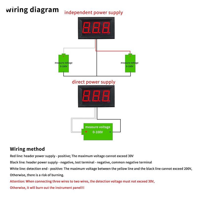 DC 100V 10A 0.56 Inch Mini Red Green Blue LED Display Panel Voltage Meter Voltmeter Home Use Voltage 3 Three Digital