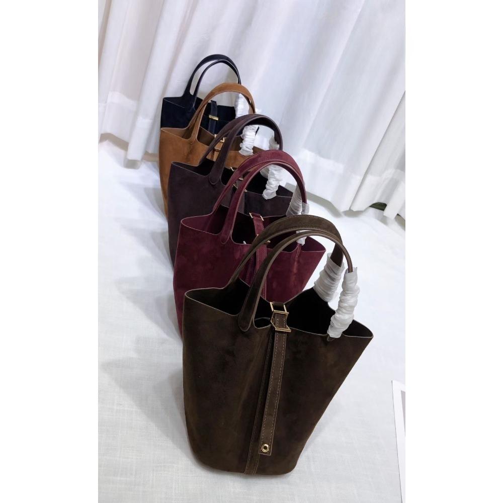 Autumn and Winter New First-layer Suede Matte Leather Vegetable Basket, European and American Fashion Handbag, Large Capacity Bucket Women's Bag