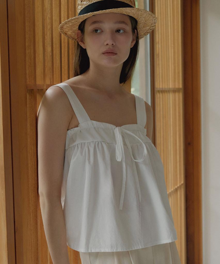 GNGB Cotton Ribbon Sleeveless_White