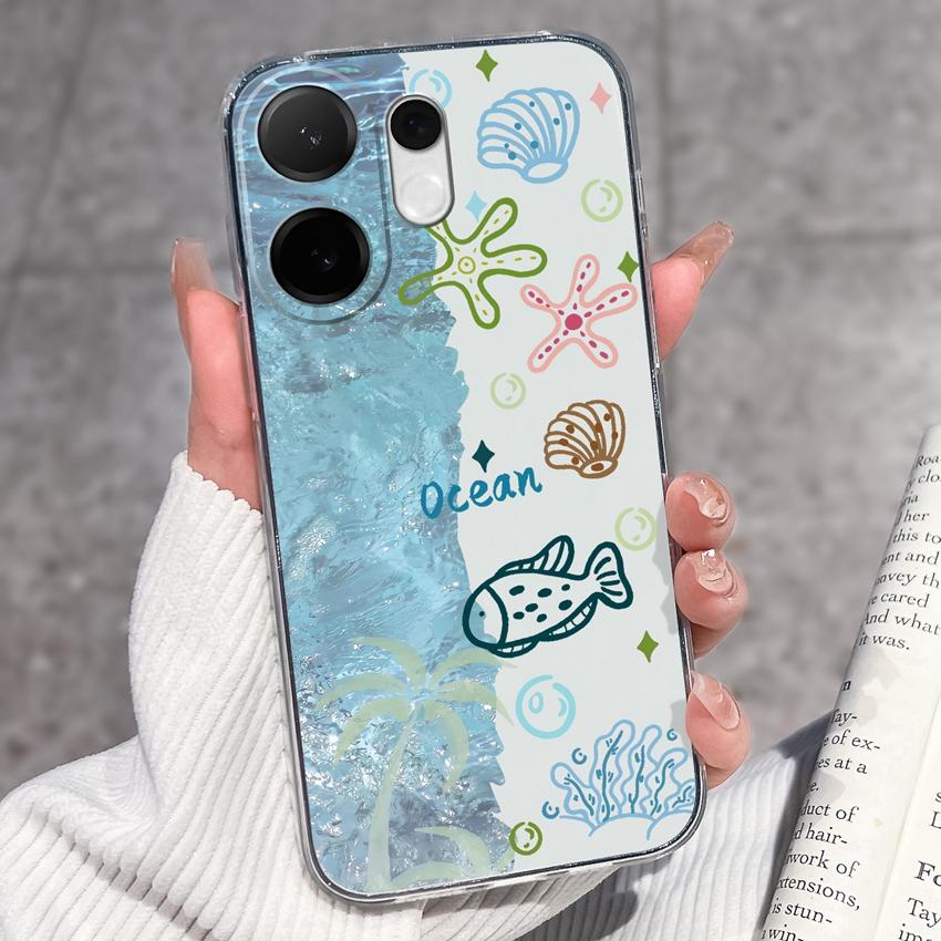 For Vivo V60 V50 V40 Lite V40e V30e V20 Pro SE Phone Case Beautiful Mountain Range Patterns Transparent TPU Anti Slip Soft Back Covers For Vivo Casing