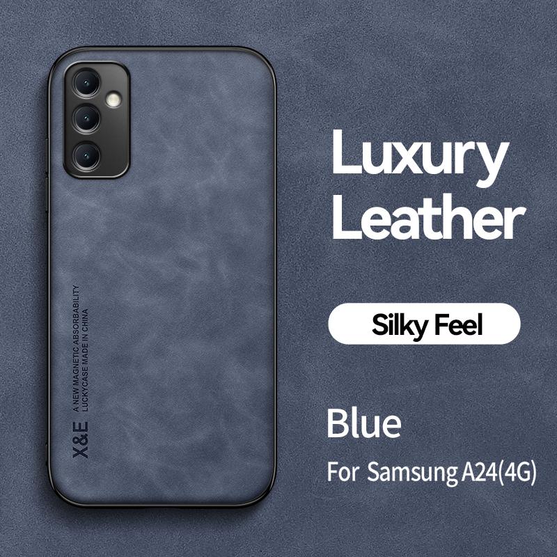 Luxury Leather Case for Samsung Galaxy A33 5G A31 A30S A25 5G A24 A23 A22 A21S A15 A14 A13 A12 with Metal Plate Support Car Hold