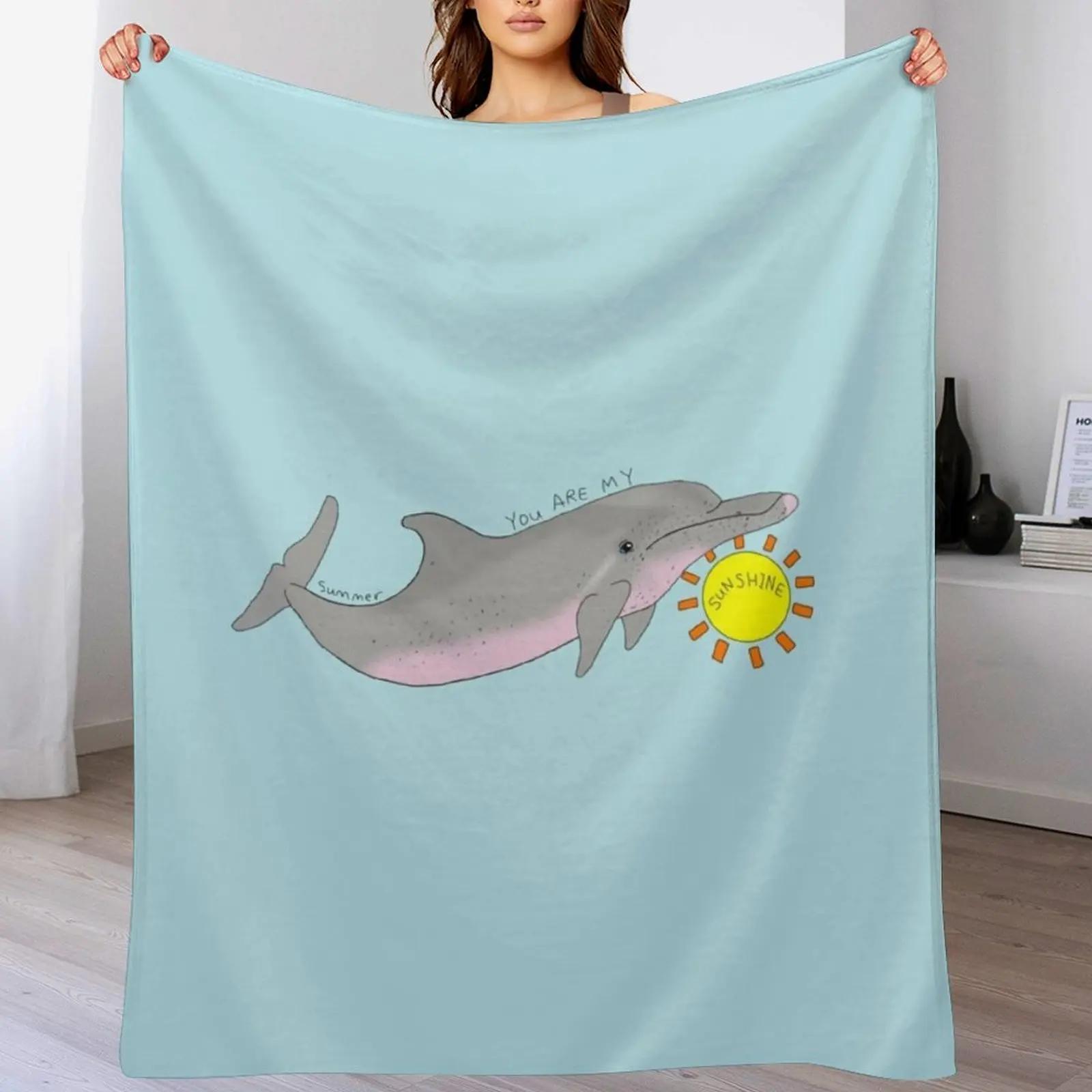 

Summer Dolphin Throw Blanket Stylish Warm Blanket for Living Room Bedroom 102x76cm(40x30in)