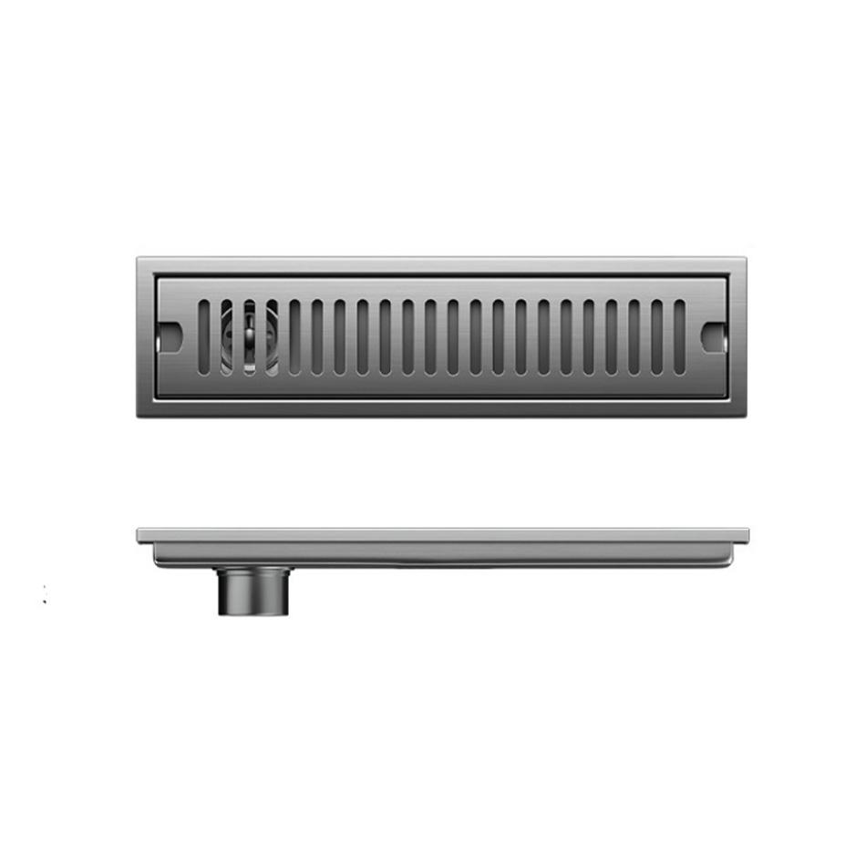 Grey Shower Floor Drain for Bathroom Balcony 304 Stainless Steel Long Linear Rapid Drainage Side Floor Drains 20 30 40 50 CM