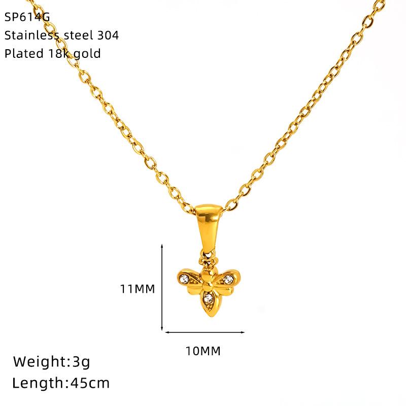 Vintage Sun Moonlight Octagon Gold Plated Stainless Steel Necklace Women'S Premium Jewelry
