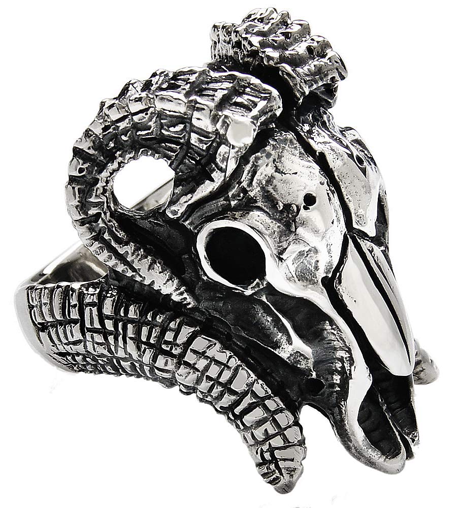 

Серебряное кольцо с большим дизайном Бафомета r0745-17 [Бренд 2PIECES] Мужское Череп, Кость, Коза, Рог, (Размер 17)