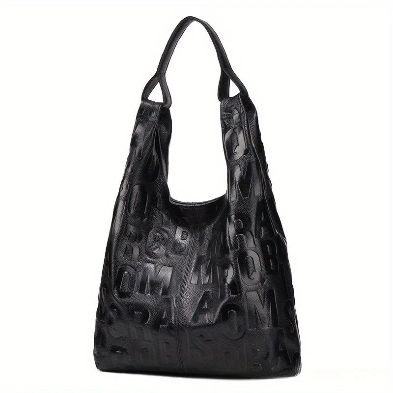 Женская мода Ретро Письмо Натуральная кожа Большая вместимость Повседневная Одно плечо С наклоном