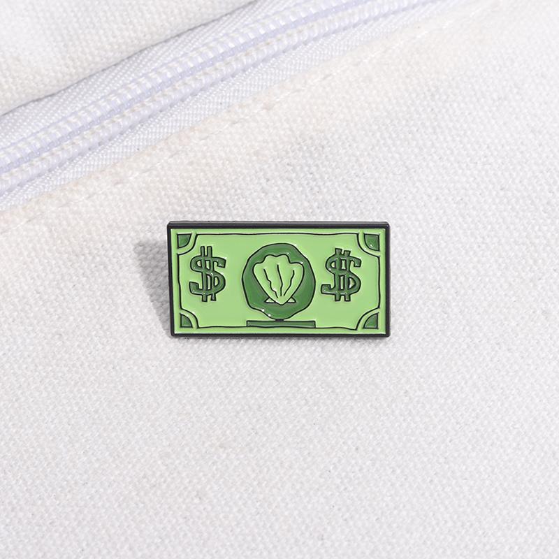 Green USD Symbol Enamel Pin Custom Wealth Money Cartoon Cute Anime Currency Brooches Lapel Badges Jewelry Kid Fans Gift