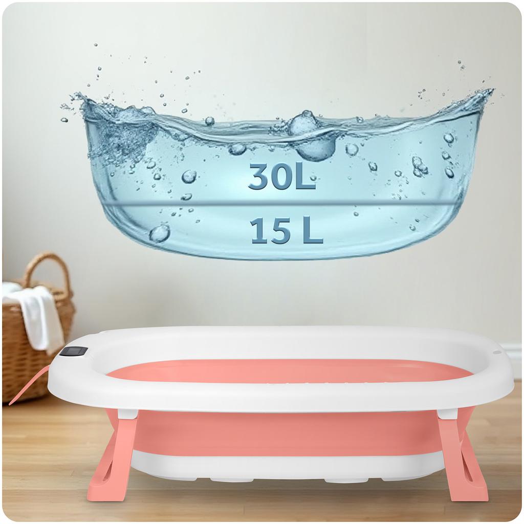 Folding Bathtub For Babies & Toddlers With Thermometer And Insert, Ricokids , &