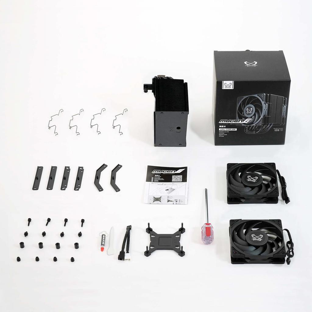 Scythe Mugen 6 Dual Fan Black Edition CPU Air Cooler, Supports Intel LGA1700, LGA1151, AMD AM5, AM4, 120mm, Single Tower, Aluminum Top Cover (Mugen 6