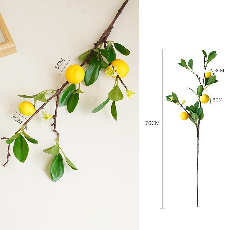 Lifelike Artificial Lemon Branches Fake Lemon Twigs for Home Wedding Party Floral Arrangements Realistic Faux Flowers