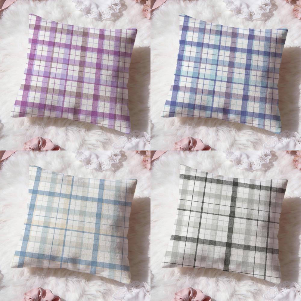 Checkered pattern Cushion Cover Premium Comfort Reversible Pillow Cove Two in One Design for Any Room Car Interior
