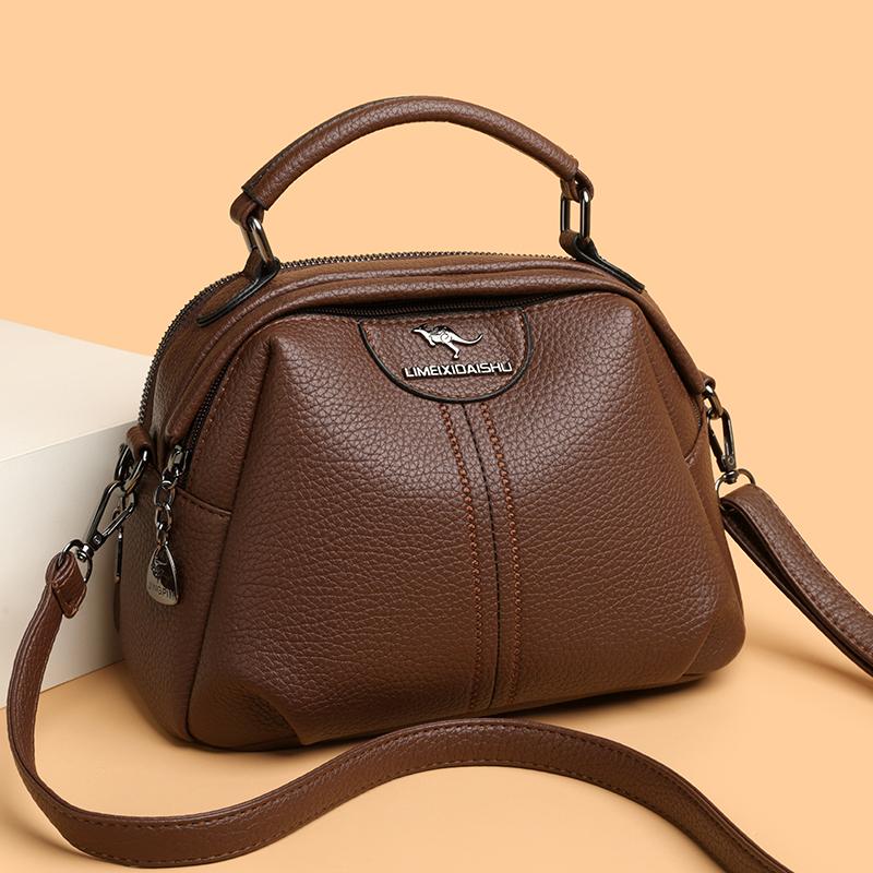 

Women s Stylish Brown Faux Leather Satchel Multi-Function Shoulder Bag Women s Textured Leather Top-Handle Bag 25 *13 *17 cm коричневий