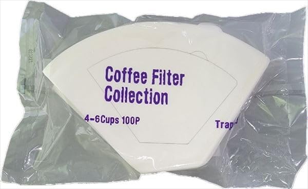 Kanae Paper Co., Ltd. Bleached Coffee Filters, 4-6 People, Trapezoidal Shape, 100 Filters, with Edges, Made In Japan, CF4-100P
