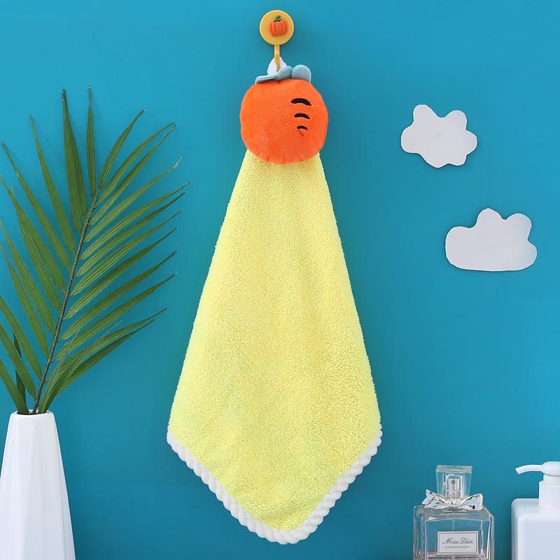 Big Goose Cute Coral Fleece Hanging Hand Towel for Kitchen & Bathroom