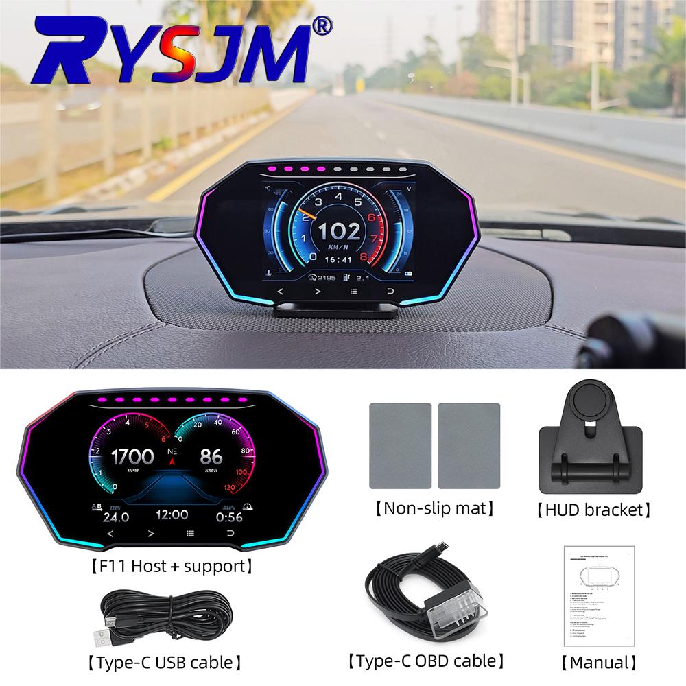 

F11 Auto Meter Multi-function OBD+GPS Speedometer Water Temp Turbine Oil Temp Meter G Value Hud Car Modification F11