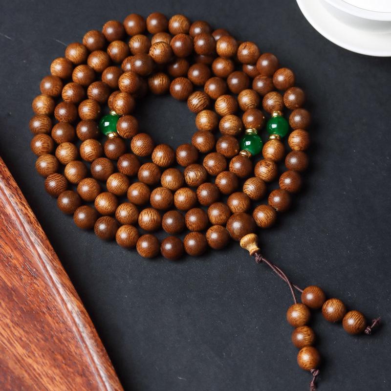 Phu Son Red Soil Agarwood Bracelet: Vietnamese Ethnic Style Rosary Hand String 0.8"